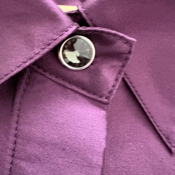 Rickie Freeman for Teri Jon Taffeta Party Shirt Dress in Plum - Picture 5 of 6